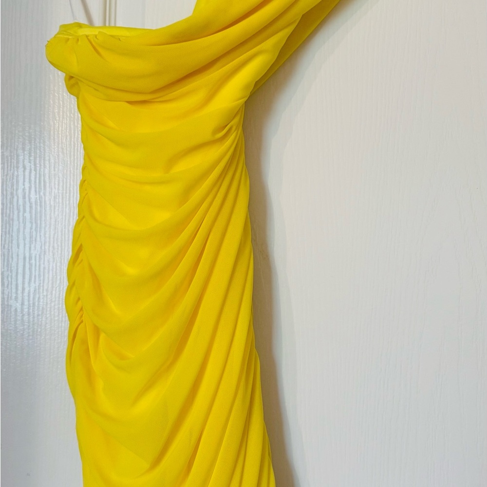 SHEIN One Shoulder Yellow Dress